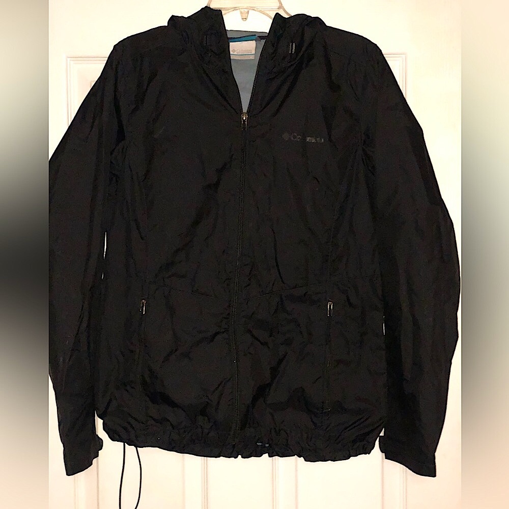 Columbia Black Hooded Windbreaker M